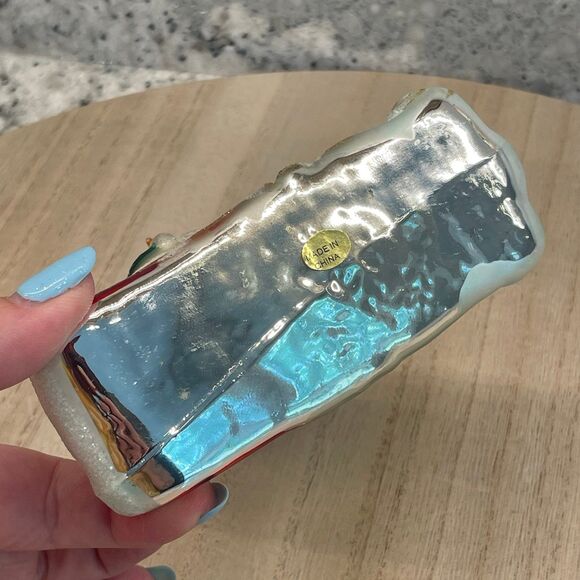 Christmas Blown Glass Style Ornament Snowman on Sled w/ Yankee Candle 2004 - Picture 4 of 8